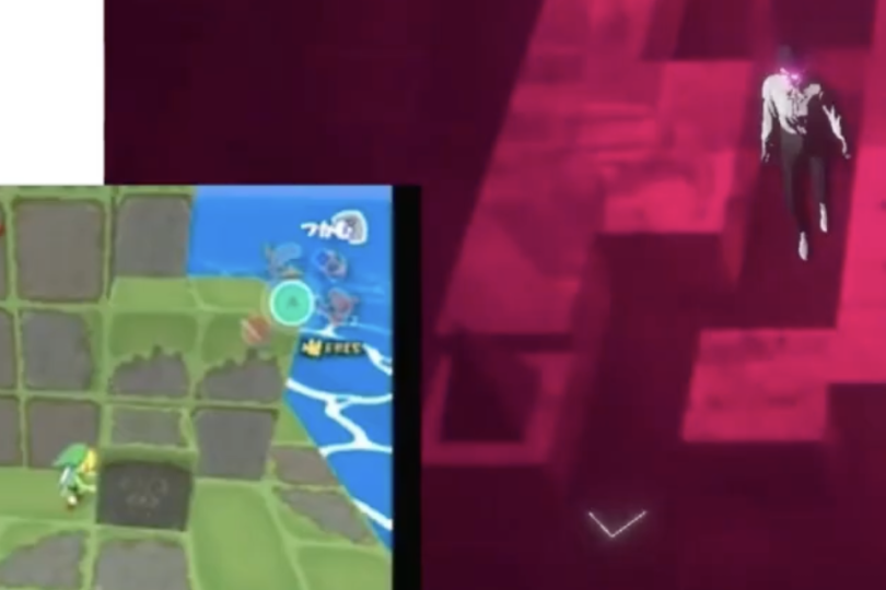 composite image of screenshots from Legend of Zelda and Lorelei and the Laser Eyes, each showing a puzzle environment